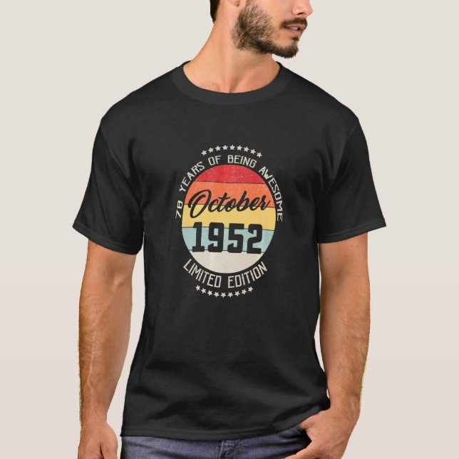 Camiseta Outubro De 1952 70 Aniversário De 70 Anos De Aweso (Frente)
