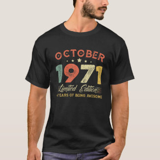 Camiseta Outubro De 1971 Vintage De 49 Anos