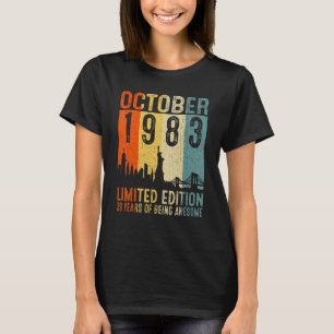 Camiseta Outubro De 1983 39 Anos De Estar Incrível 39º Nasc