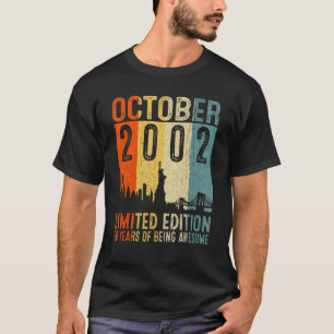 Camiseta Outubro De 2002 20 Anos De Estar Incrível 20 Birth
