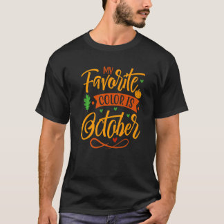 Camiseta Outubro De Ação De Graças É Minha Coloração Favori
