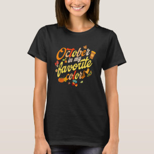 Camiseta Outubro De Ação De Graças É Minha Coloração Favori
