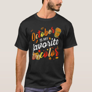 Camiseta Outubro De Ação De Graças É Minha Coloração Favori