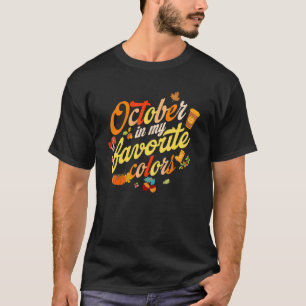 Camiseta Outubro De Ação De Graças É Minha Coloração Favori