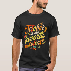 Camiseta Outubro De Ação De Graças É Minha Coloração Favori