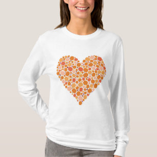 Camiseta Outubro do Autumn Pumpkin Heart Fall Deixa Cores