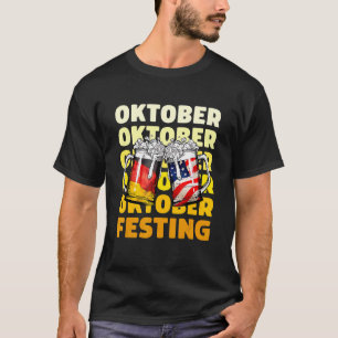 Camiseta Outubro Fest Bebendo de Bandeira Alemã Americana