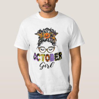 Camiseta Outubro Girl Halloween Mensagem Bun