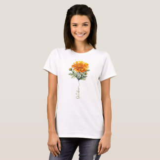 Camiseta Outubro Marigold Nascimento Mês Flor