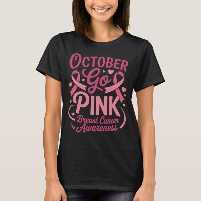 Camiseta Outubro - Pink Mês de consciência do câncer de mam (Frente)