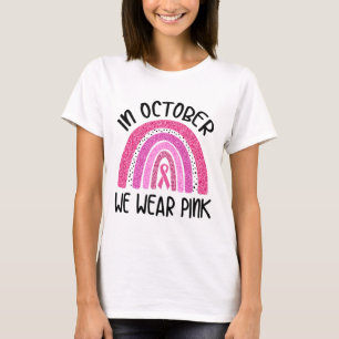Camiseta Outubro Vestimos Alertas de Cancer de Fita Rosa