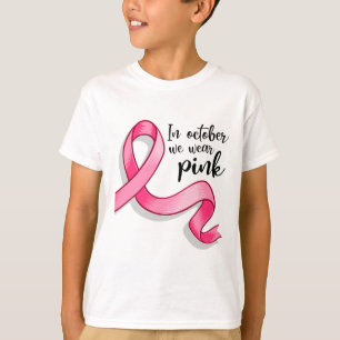 Camiseta Outubro Vestimos Alertas de Cancer de Fita Rosa