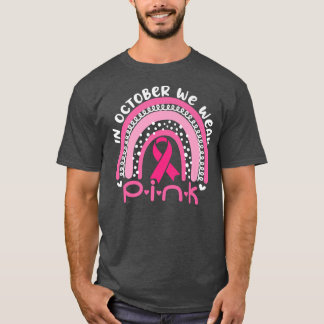 Camiseta Outubro Vestimos Cancer de Fita do Arco-Íris Rosa