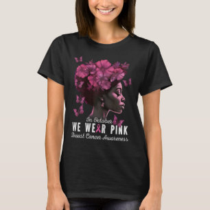 Camiseta Outubro Vestimos Cancer de mama preto rosa Awa
