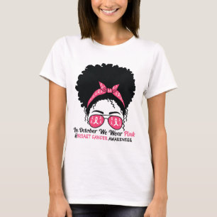 Camiseta Outubro Vestimos Cancer de mama preto rosa Awa