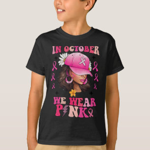 Camiseta Outubro Vestimos Cancer de mama preto rosa Awa