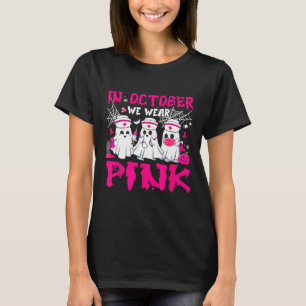 Camiseta Outubro Vestimos Enfermeira Rosa Ghost Halloween M