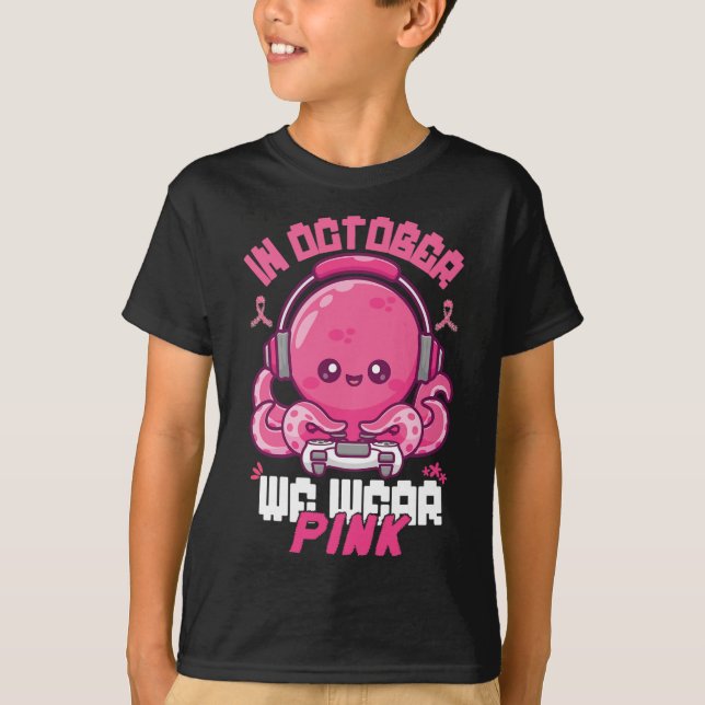 Camiseta Outubro Vestimos Jovens Jovens Jovens com Cancer d (Frente)