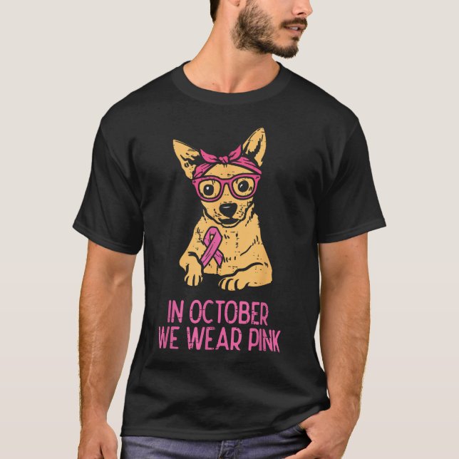 Camiseta Outubro Vestimos o Cachorro Chinhuahua Rosa (Frente)