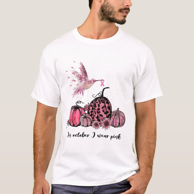 Camiseta Outubro Vestimos o Cancer de Mama Rosa de Hummingb (Frente)
