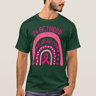 Camiseta Outubro Vestimos o Cancer rosa-arco-íris Awarene