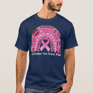 Camiseta Outubro Vestimos o Cancer rosa-arco-íris Awarene