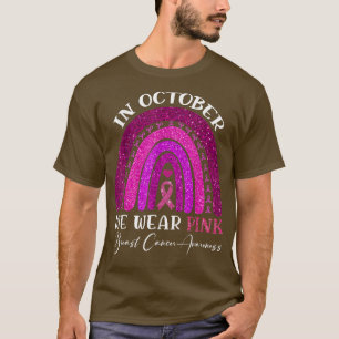 Camiseta Outubro Vestimos o Cancer rosa-arco-íris Awarene