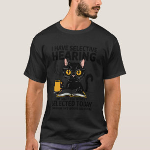 Camiseta Ouvido Seletivo Engraçado Não Selecionado Gato Caf