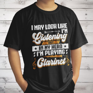 Camiseta Ouvindo Engraçado Na Minha Cabeça Estou Tocando Cl