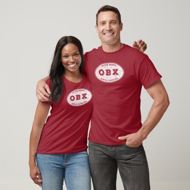 Camiseta Oval OBX em branco em relevo (Unissex)