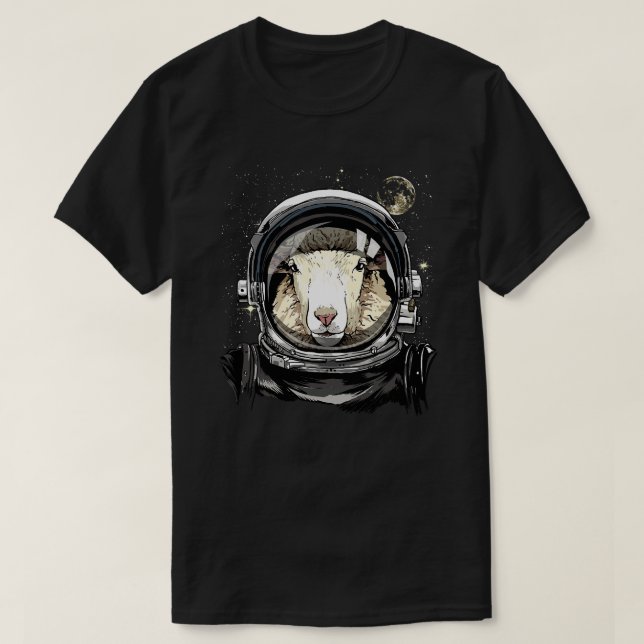 Camiseta Oveleira Ovina Astronauta de Exploração Espacial (Frente do Design)
