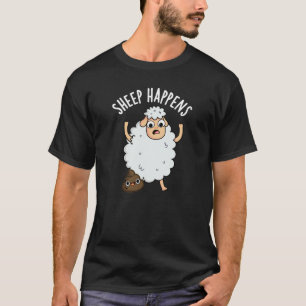 Camiseta Ovelha Acontece Poop Engraçado Pun Dark BG