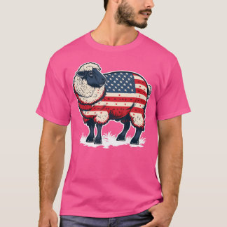 Camiseta Ovelha Americana Em 4 De Julho Sobre Ovinos Patrió