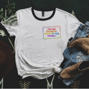 Camiseta Ovelha Arco-Íris da Família   Orgulho Divertido