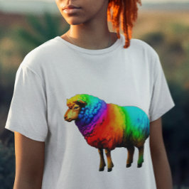 Camiseta Ovelha Arco-Íris Engraçada