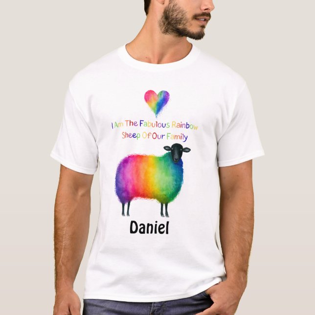 Camiseta Ovelha Arco-Íris LGBTQ Personalizada  (Frente)