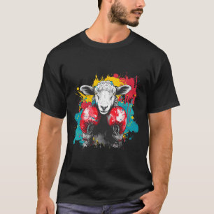 Camiseta Ovelha Boxeando Com Luvas de Boxe Kickboxing Engra