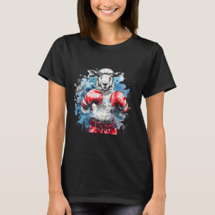 Camiseta Ovelha Boxer Com Luvas de Boxe Kickboxing Engraçad