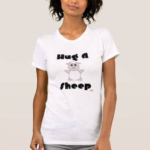 Camiseta Ovelha Branca Abraçável Abrindo Uma Ovelha