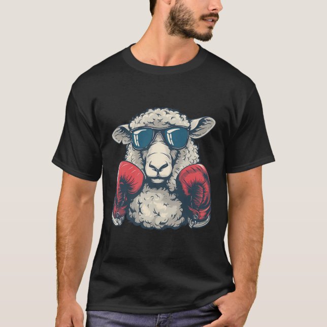 Camiseta Ovelha de Boxe Luvas de Boxe Lamb Kickboxing Engra (Frente)