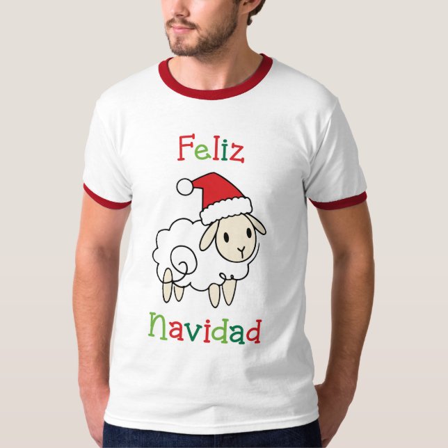Camiseta Ovelha de Natal Fofa – Feliz Navidad (Frente)