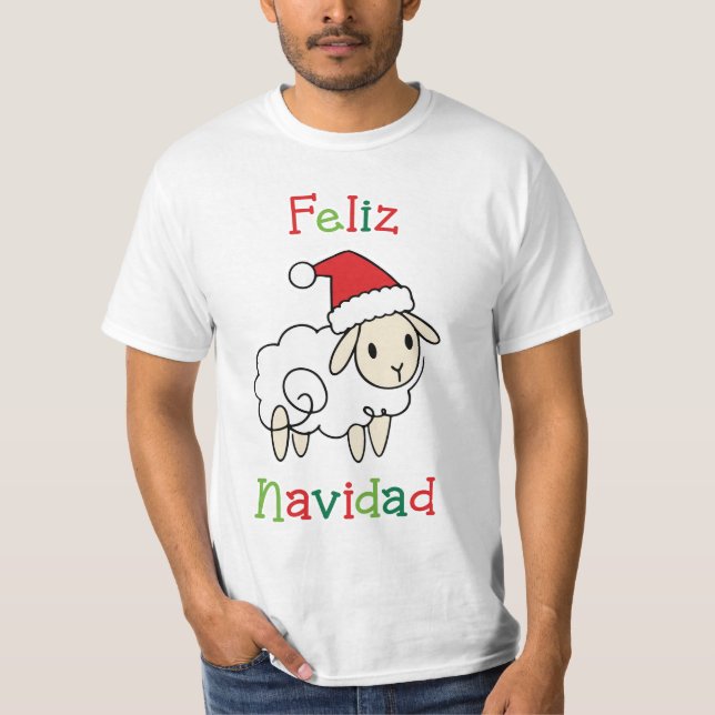 Camiseta Ovelha de Natal Fofa – Feliz Navidad (Frente)