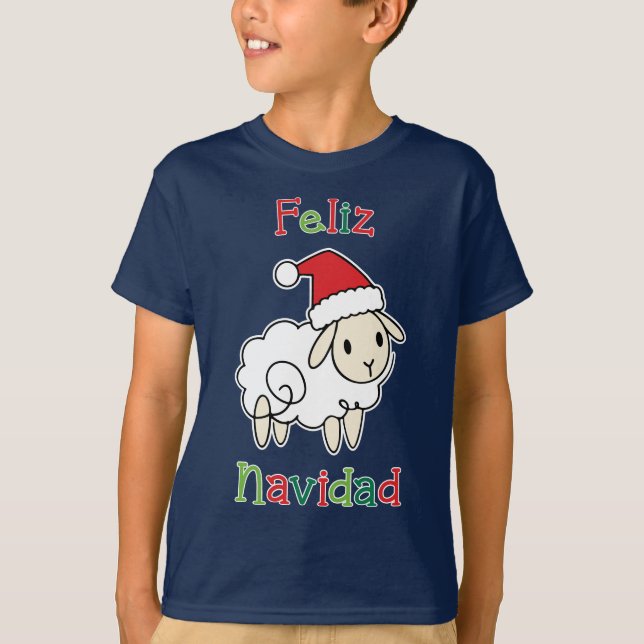 Camiseta Ovelha de Natal Fofa – Feliz Navidad  (Frente)