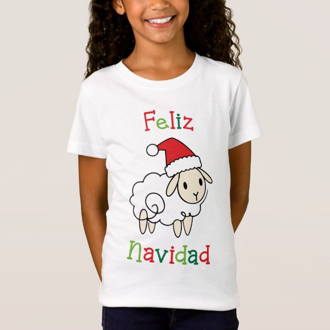 Camiseta Ovelha de Natal Fofa – Feliz Navidad (Frente)