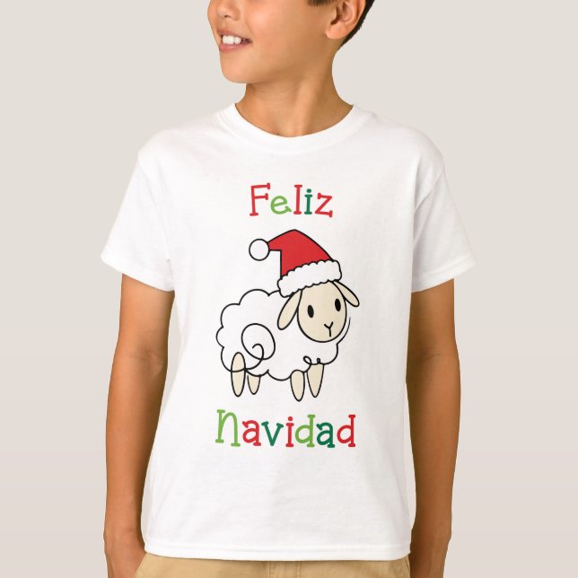 Camiseta Ovelha de Natal Fofa – Feliz Navidad (Frente)