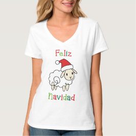 Camiseta Ovelha de Natal Fofa – Feliz Navidad