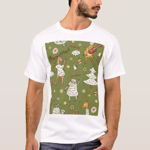 Camiseta Ovelha de Natal: Ilustração de Vintagem Animal.