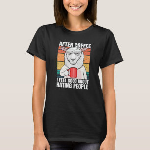 Camiseta Ovelha Depois Do Café Eu Me Sinto Bem Em Odiar Pes