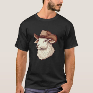 Camiseta Ovelha Engraçada em um Chapéu de Cowboy para Rir