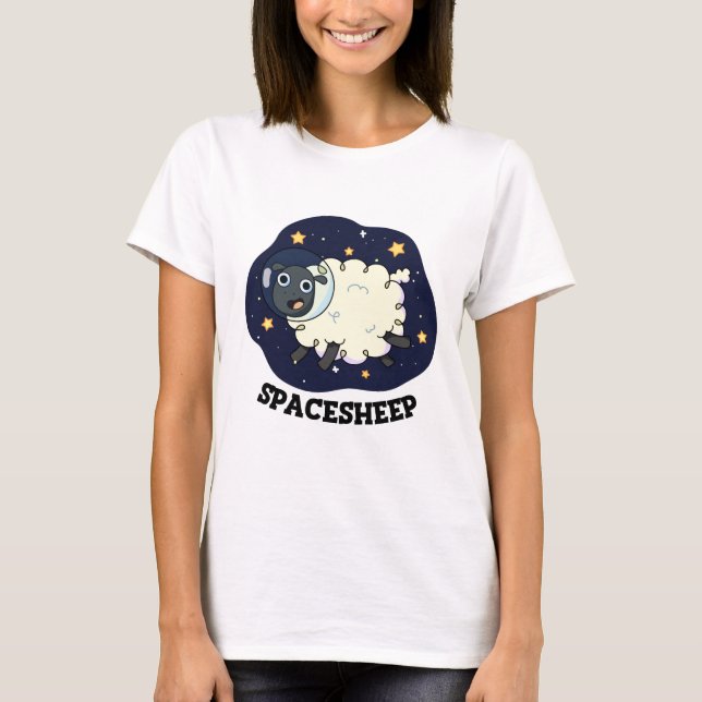 Camiseta Ovelha Espacial Astronauta Engraçado Trocadilho (Frente)
